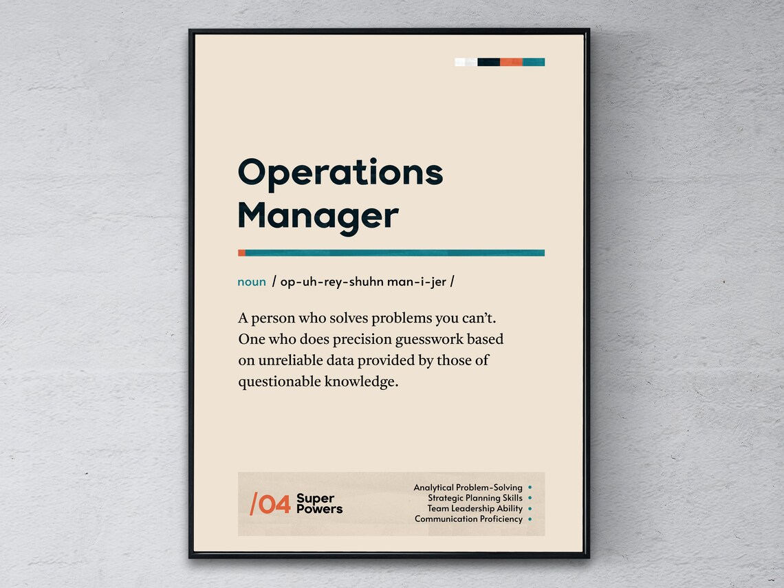Operations Manager Definition Poster, Funny Office Print