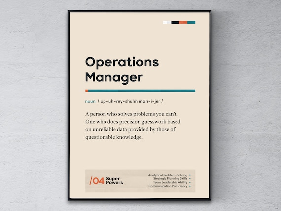 Operations Manager Definition Poster, Funny Office Print