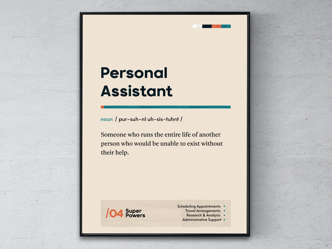 Personal Assistant Definition Dictionary Funny Office Gift Poster