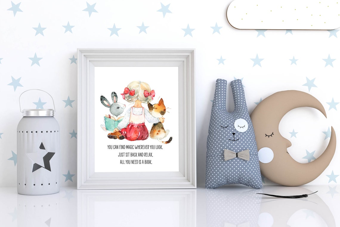You Can Find Magic Wherever You Look Book Quote Reading Girl Poster - Image 4