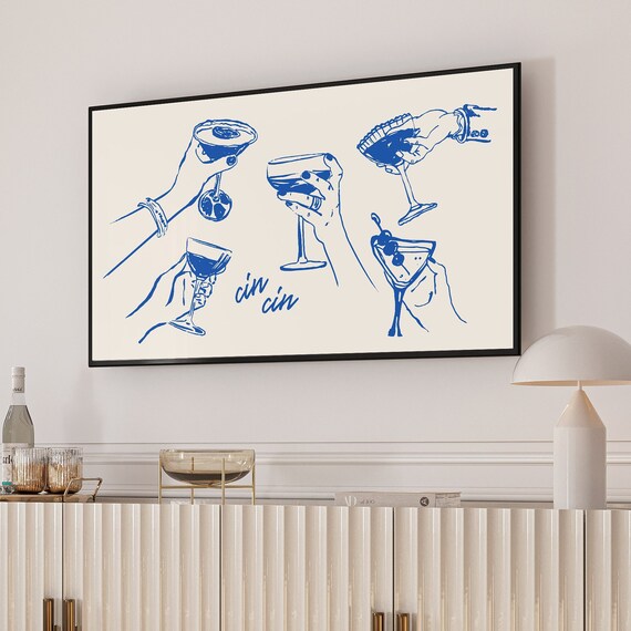 Cheers Print, Modern Bar Cart Decor
