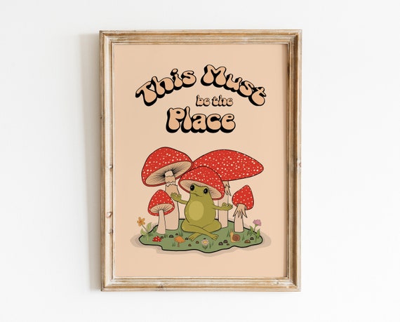 Cottagecore Poster Frog Wall Decor Aesthetic Room Decor 70s Poster Groovy Wall Art Cute Frog Gifts Cottagecore Decor Retro Wall Art