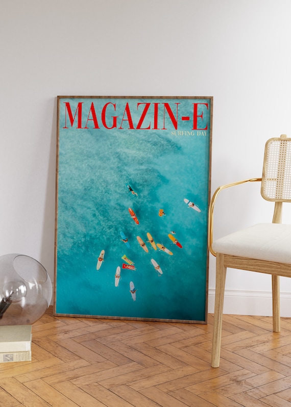 Magazine Surf Poster 70s Print Vogue Wall Art Vogue Style Summer House Poster Psychedelic Art Retro Print Trippy Art Preppy Print