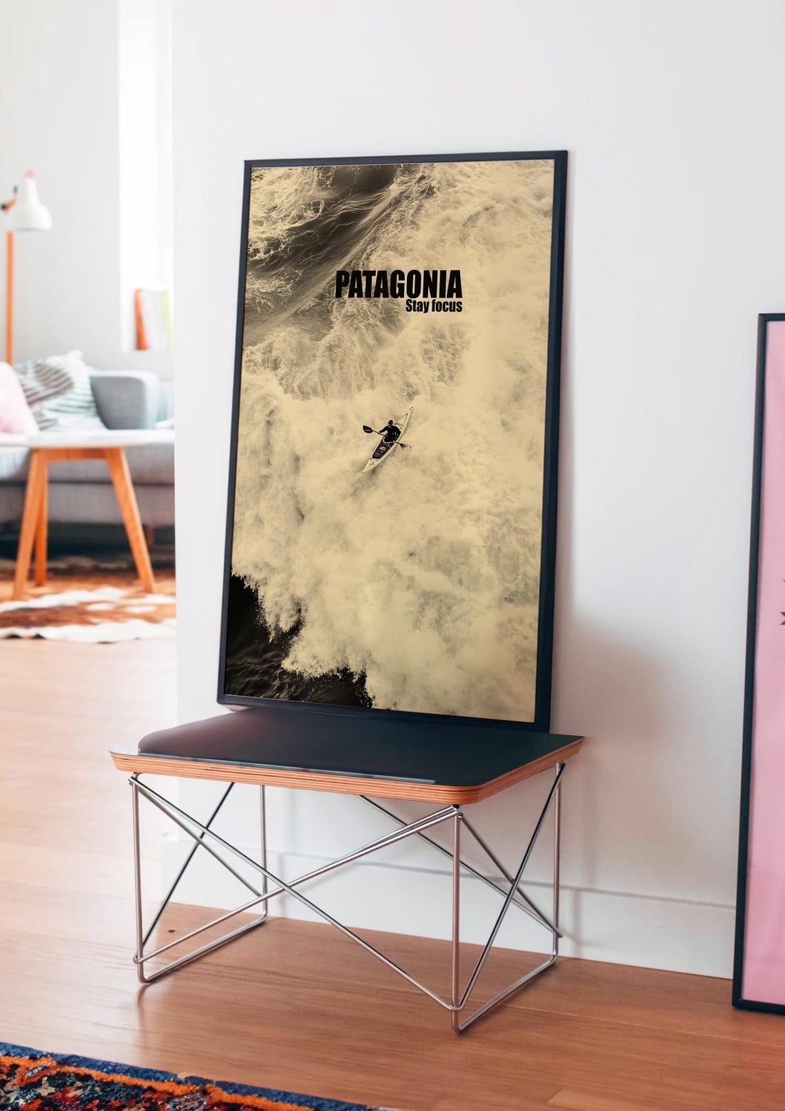 Patagonia Stay Focus Kayak Poster with Aerial Ocean Waves View - Image 4