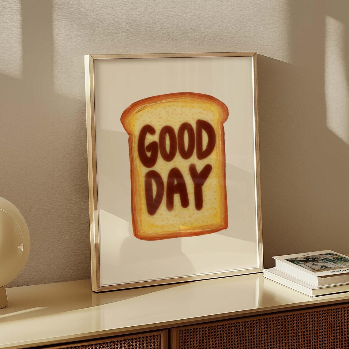 Good Day Toast Slice Quirky Breakfast Kitchen Decor Art Poster