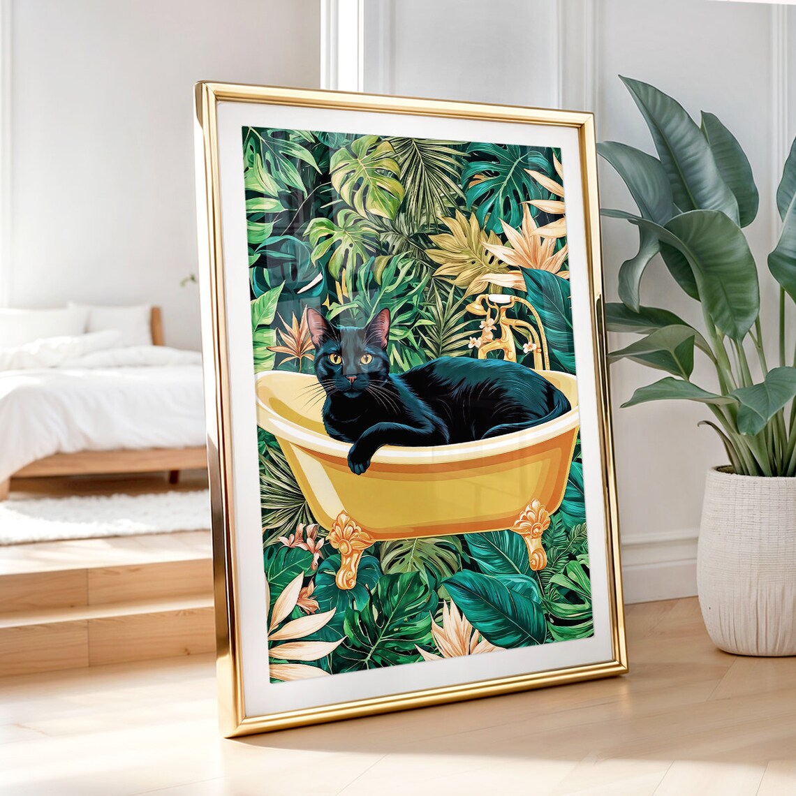 Cat In A Bathtub Funny Bathroom Art Print