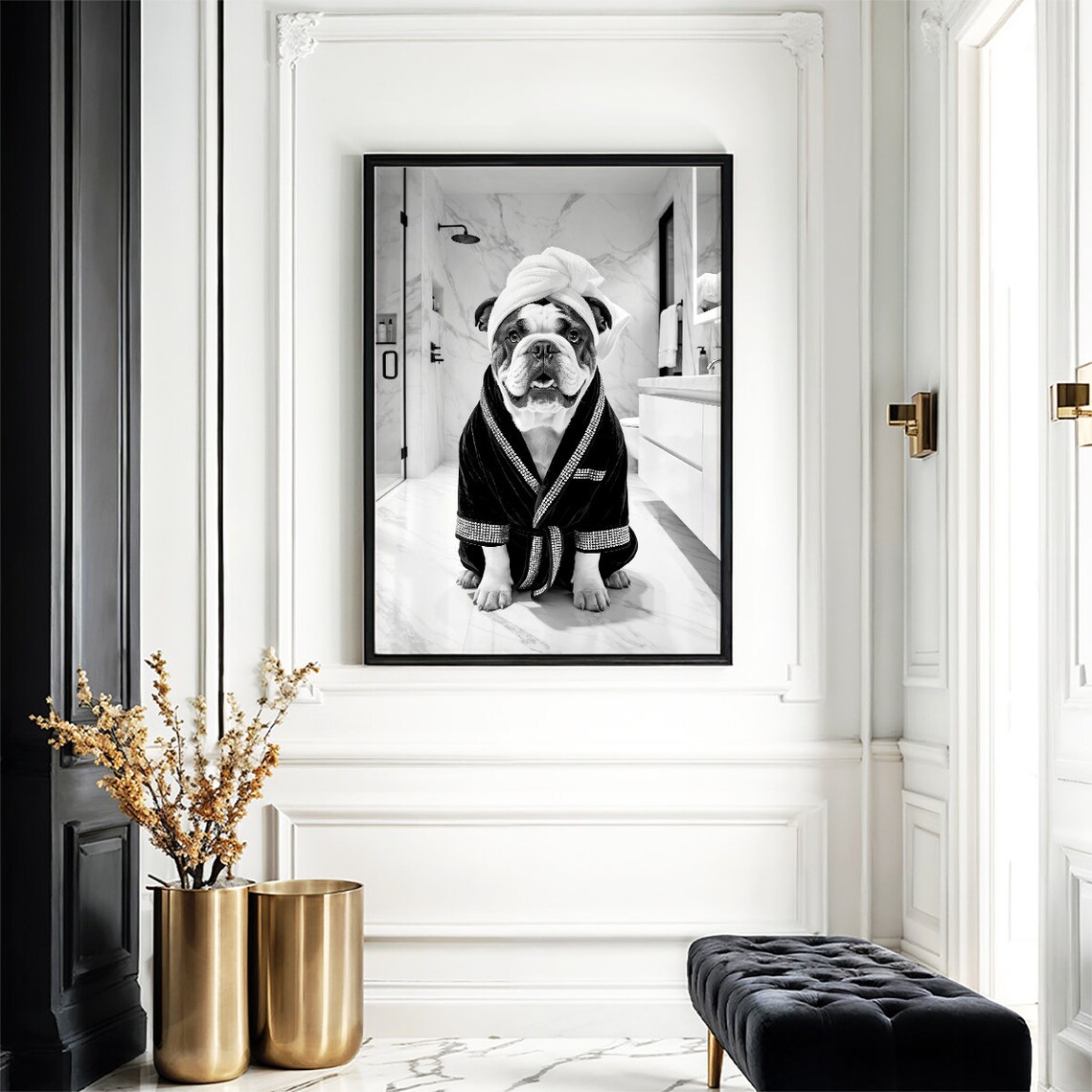 English Bulldog Funny Bathroom Decor, Poster - Image 4