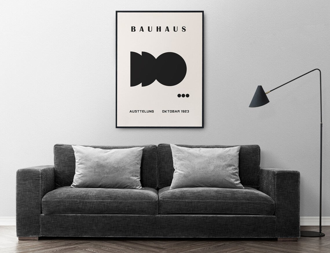 Bauhaus Austtelung Oktobar 1923 Minimalist Black Cream Art Poster - Image 4