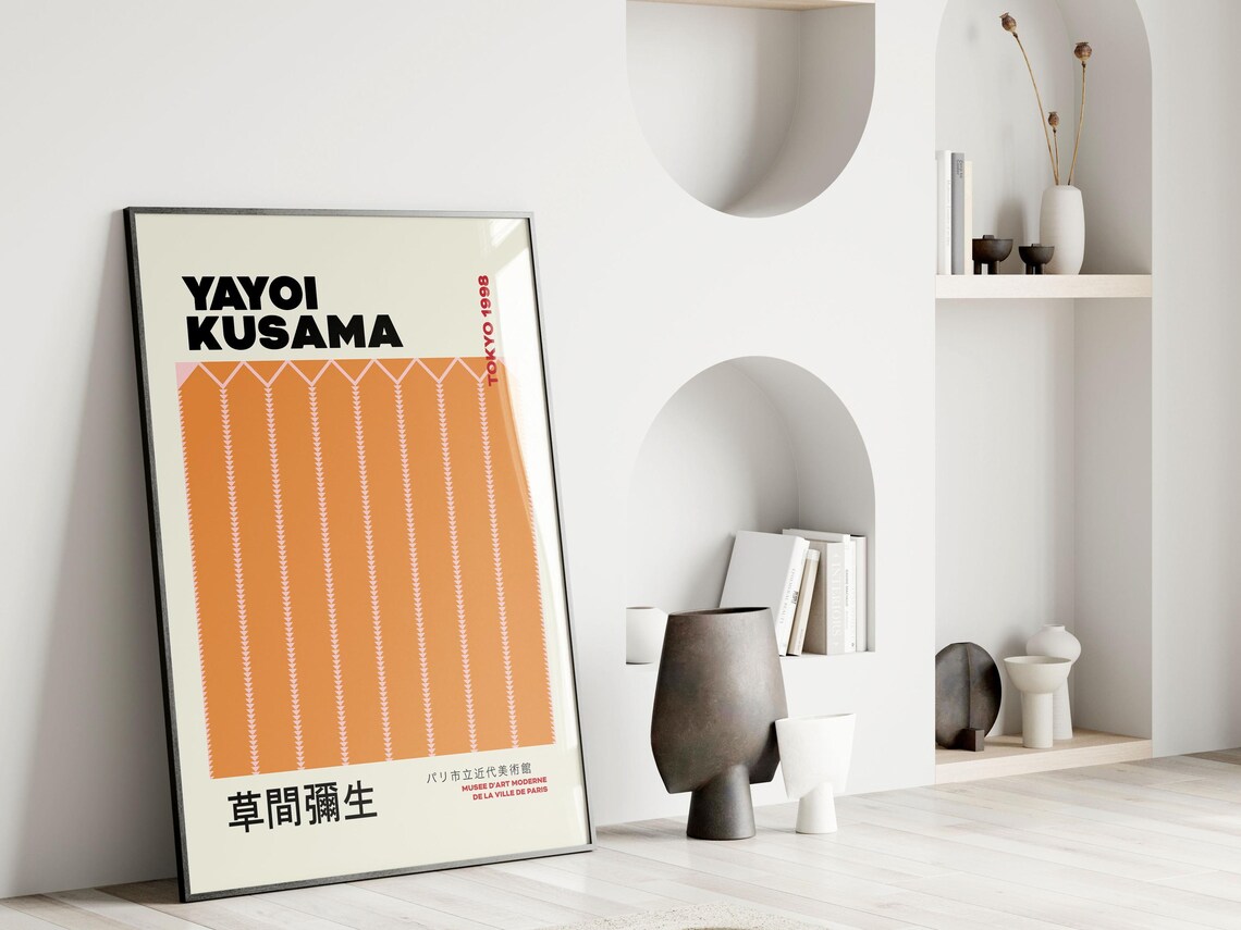 Yayoi Kusama Tokyo 1998 Orange Stripe Line Art Exhibition Poster - Image 2