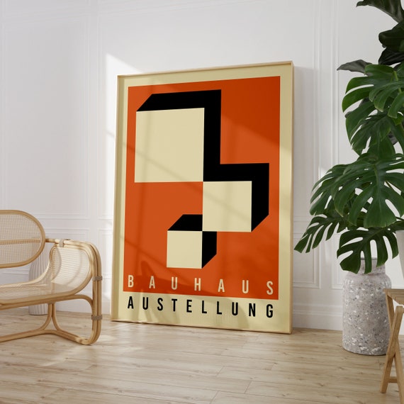 Orange Geometric Bauhaus Print Museum Poster Architectural Print Vintage Poster Office Wall Decor