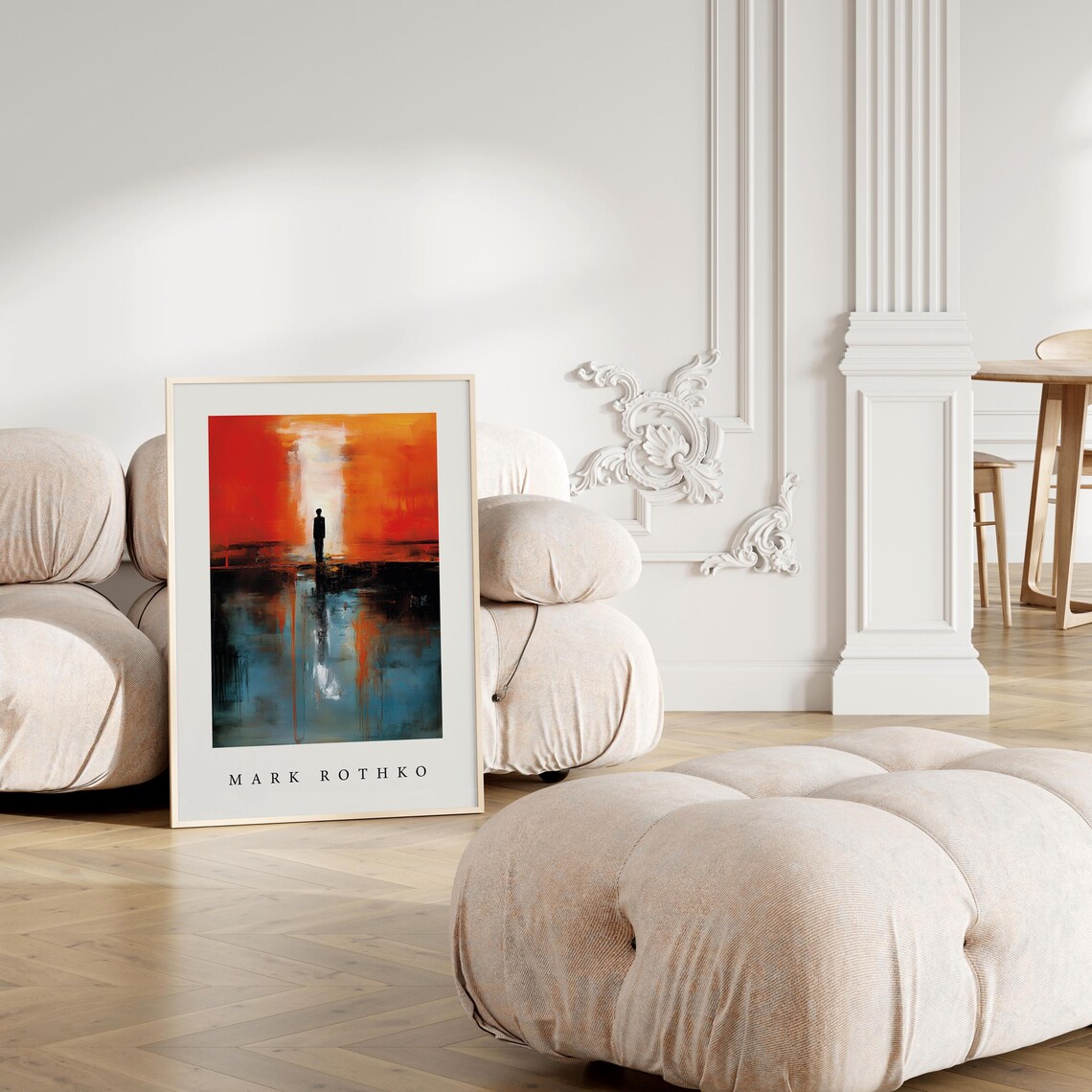 Mark Rothko Style Lone Figure in Fiery Orange Landscape Poster - Image 4