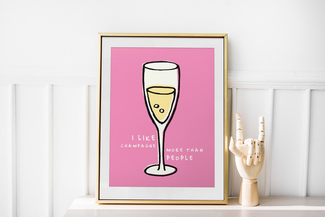 Humorous Saying Champagne Print Drinks Poster Bar Wall Decor Kitchen Wall Art Funny Champagne Poster Art Prints - Image 2