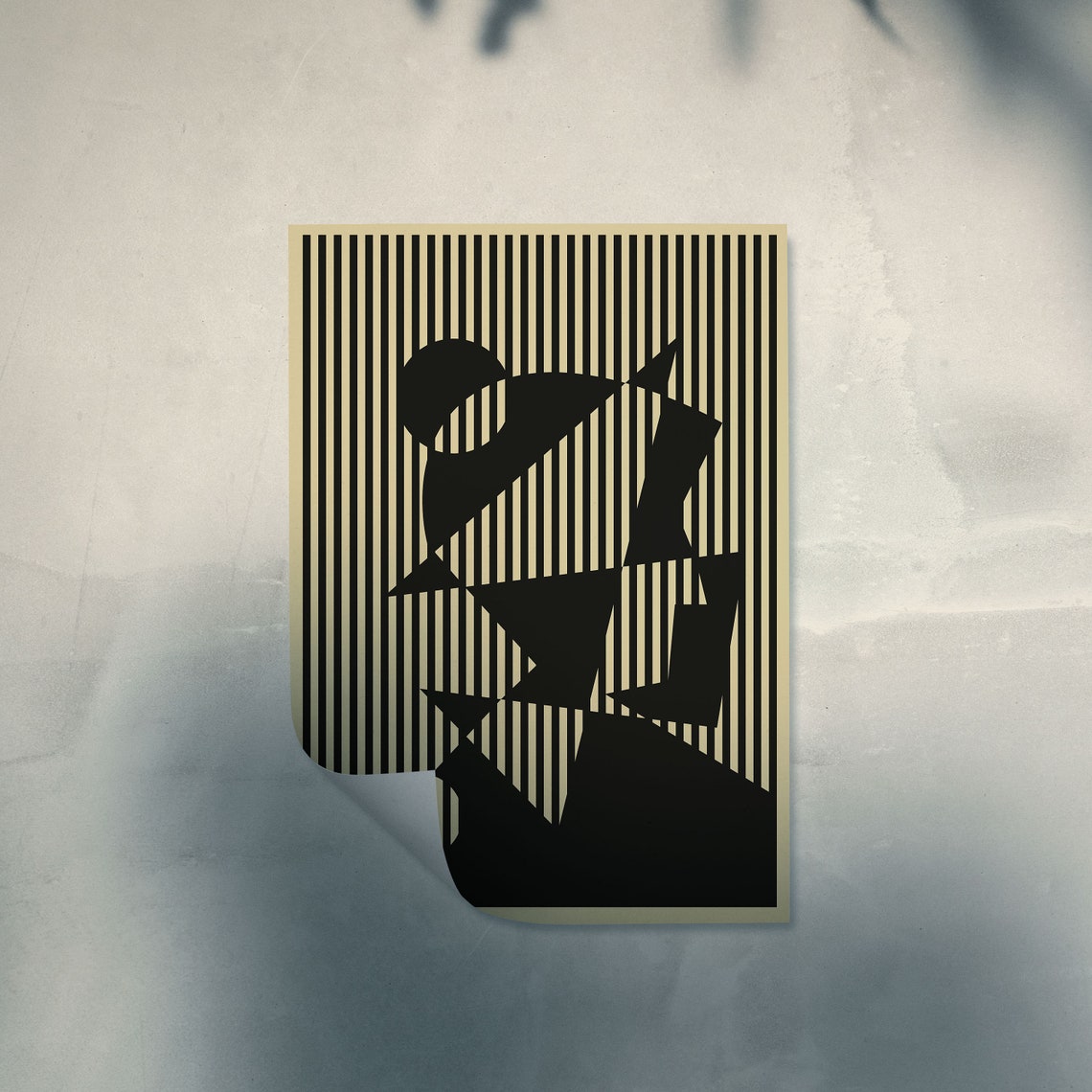 Bauhaus Striped Geometric Black Op Art Style Abstract Poster - Image 4