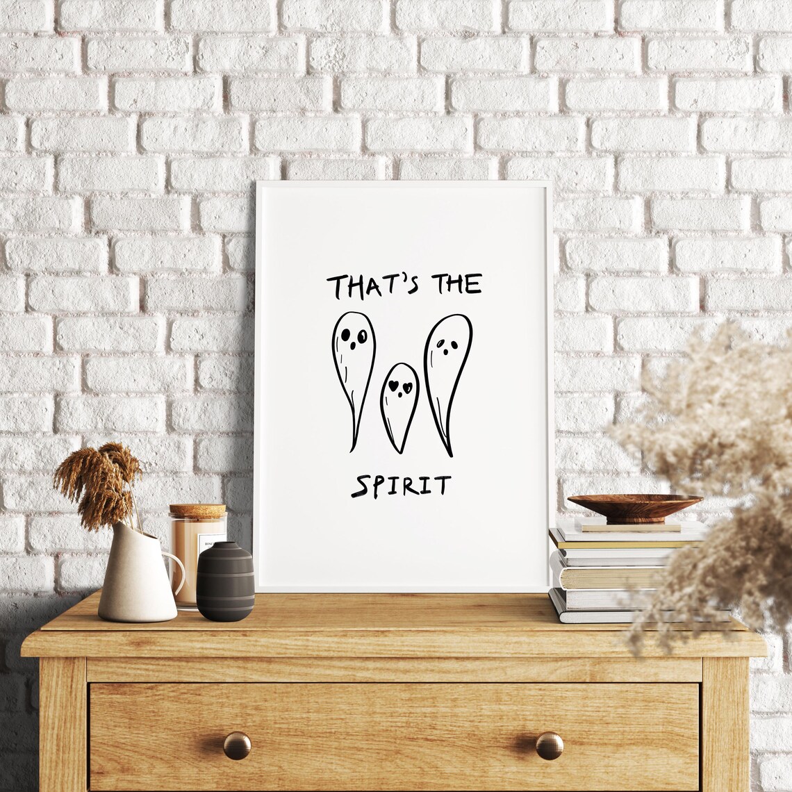 Cute Halloween Ghosts Print Blackwhite Hand Drawn Fall Decor Minimalist Halloween Printable Wall Art - Image 4