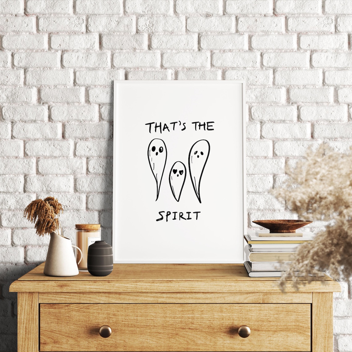 Thats The Spirit Cute Hand Drawn Halloween Ghosts Quote Poster - Image 4