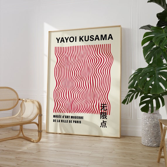 Yayoi Kusama Exhibition Poster Gallery Wall Art Checkered Kusama Print Kusama Nets Japanese Decor Printable Poster