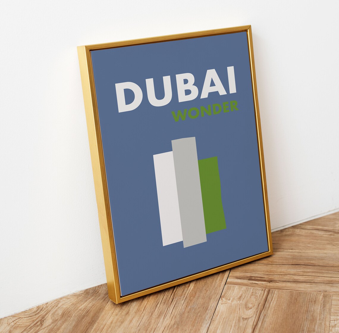 Dubai Wonder Navy Modern Abstract City Skyline Travel Poster - Image 4