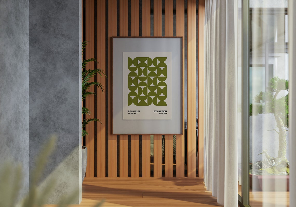 Bauhaus Frankfurt Exhibition Olive Green Circle Grid 1923 Poster - Image 4