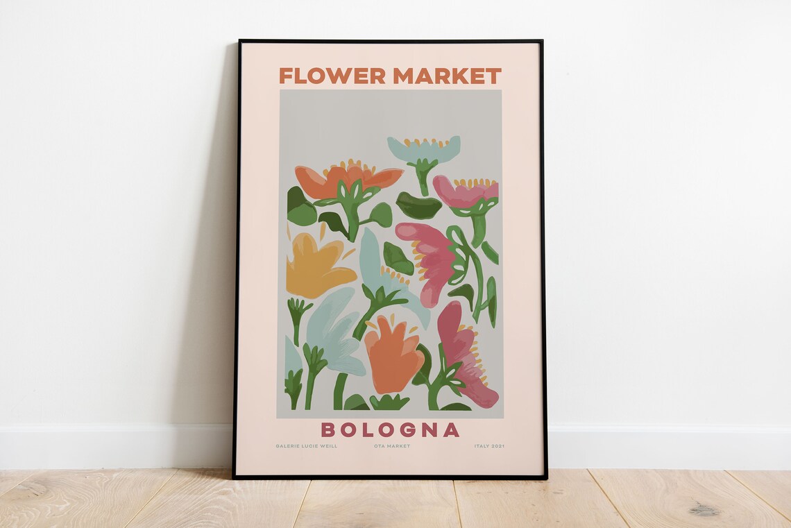 Bologna Flower Market Poster Pastel Bouquet Soft Painterly Floral Art - Image 2