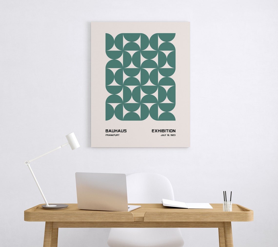 Bauhaus Frankfurt Exhibition Cool Teal Circle Grid 1923 Poster - Image 3