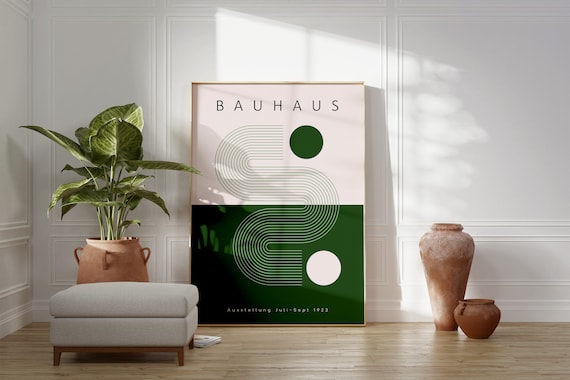 Bauhaus 1923 Exhibition Geometric Abstract Forest Green Vintage Poster