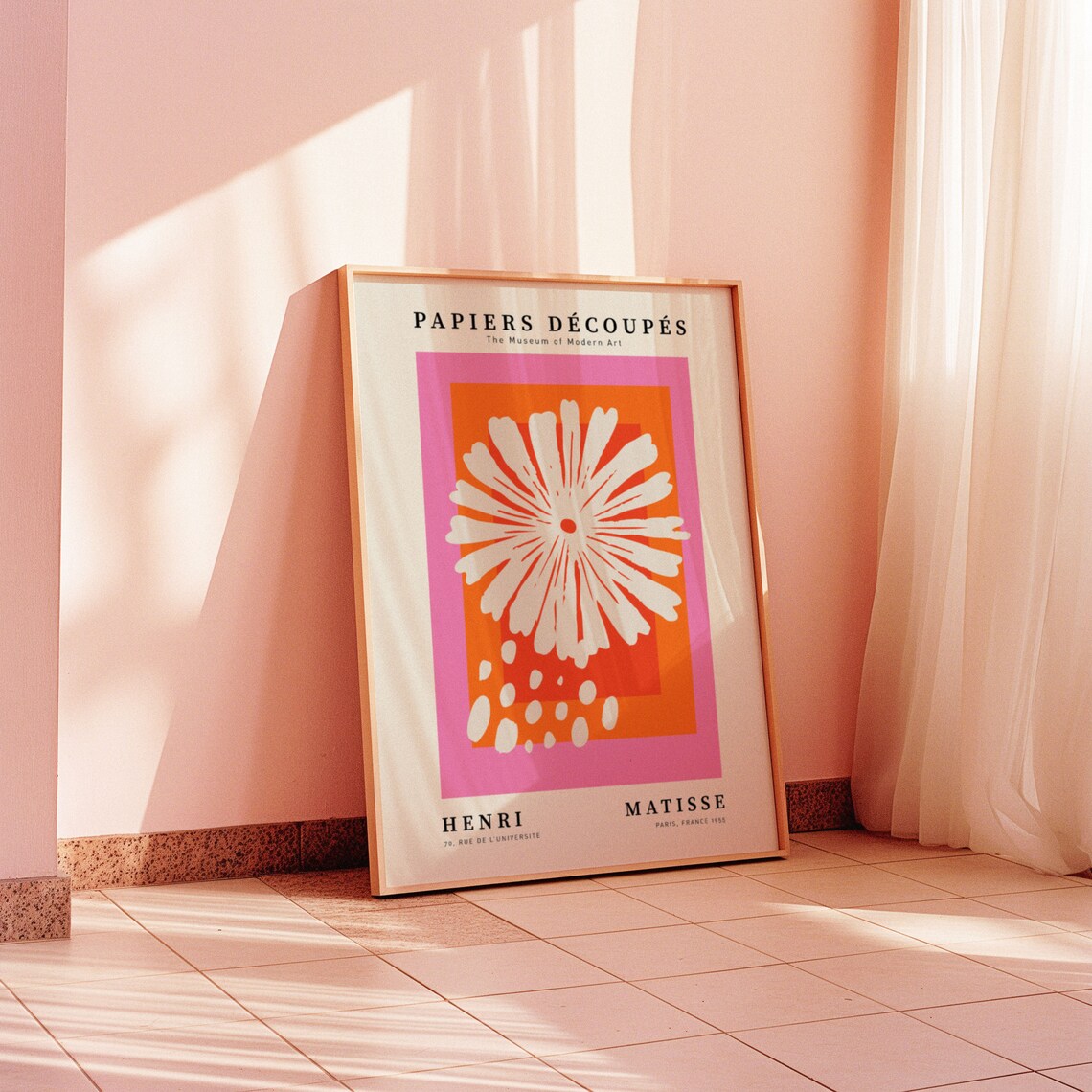 Matisse Papiers Decoupes Poster Pink Orange White Flower Cutout Art - Image 5