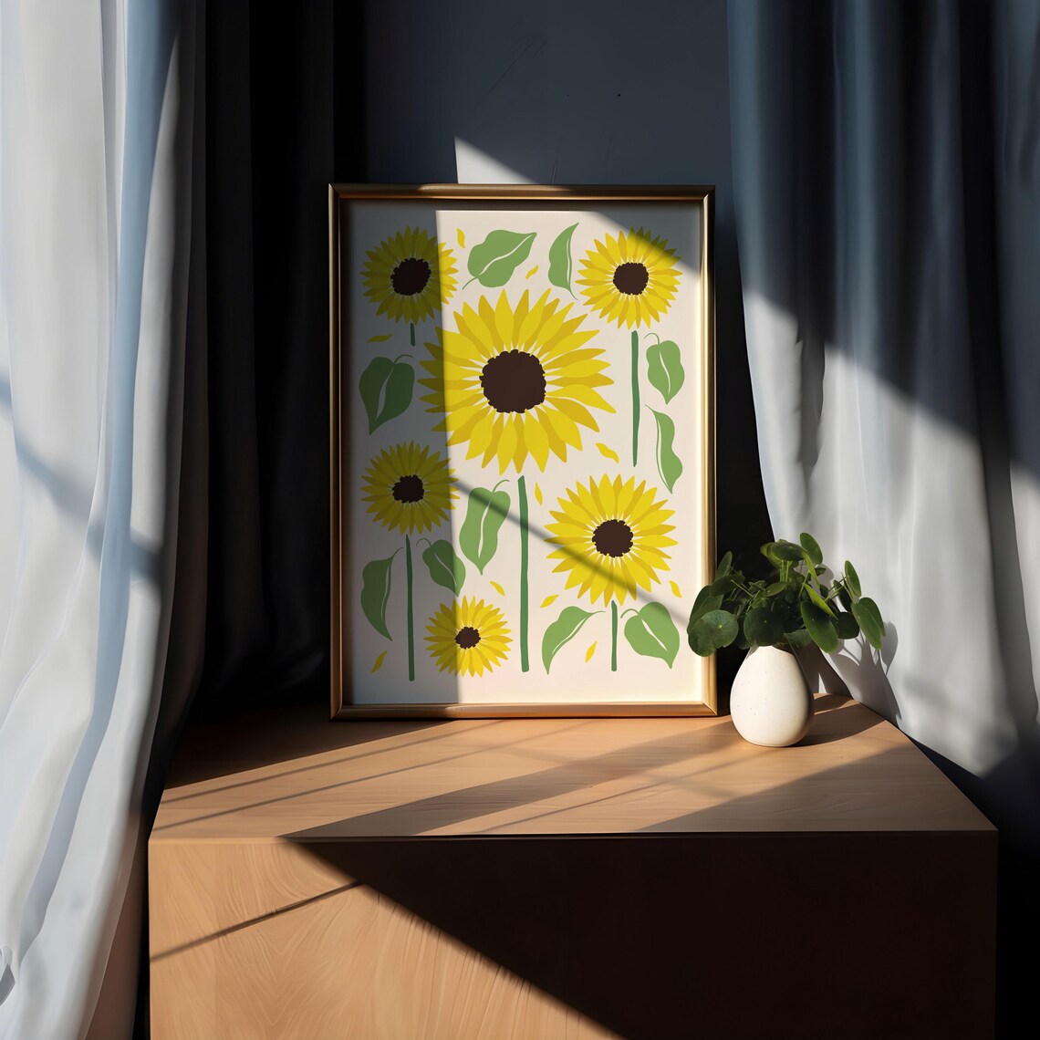 Towering Sunflower Maximalist Flower Market Illustration Poster - Image 5