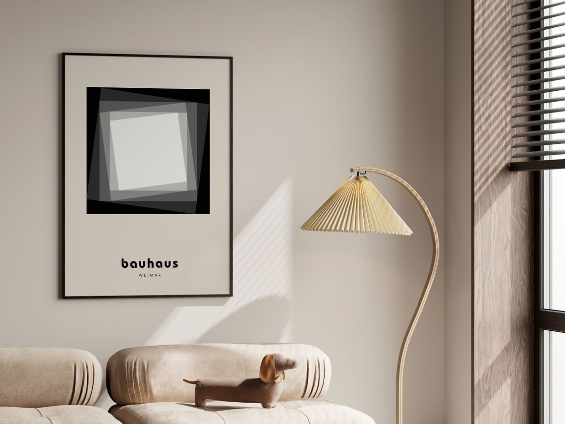 Black and White Layered Square Bauhaus Weimar Mid Century Poster - Image 5