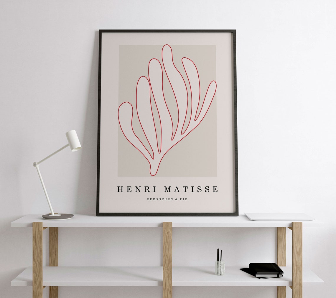 Henri Matisse Berggruen Cie Print Red Outline Leaf Minimalist Art - Image 4