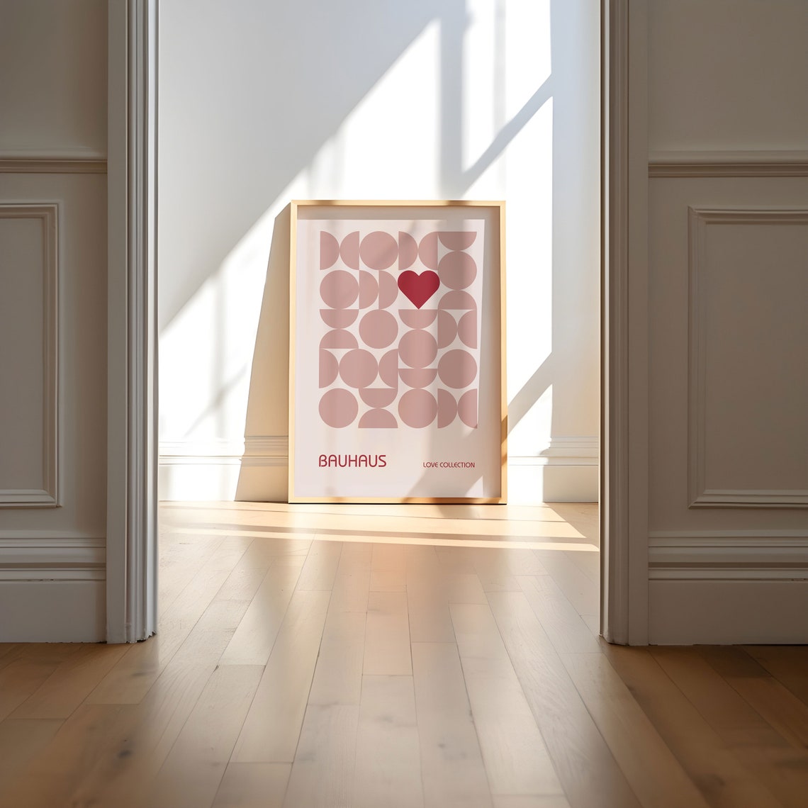 Blush Pink Geometric Circle Heart Bauhaus Love Collection Poster - Image 5