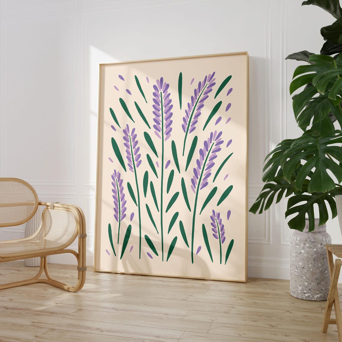 Fragrant Lavender Sprig Maximalist Flower Market Illustration Poster
