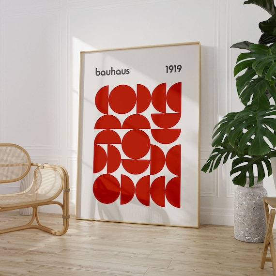 Bauhaus Poster Print Bauhaus Printable Exhibition Poster Geometric Wall Art Mid Century Modern Retro Decor Minimalist Wall Art