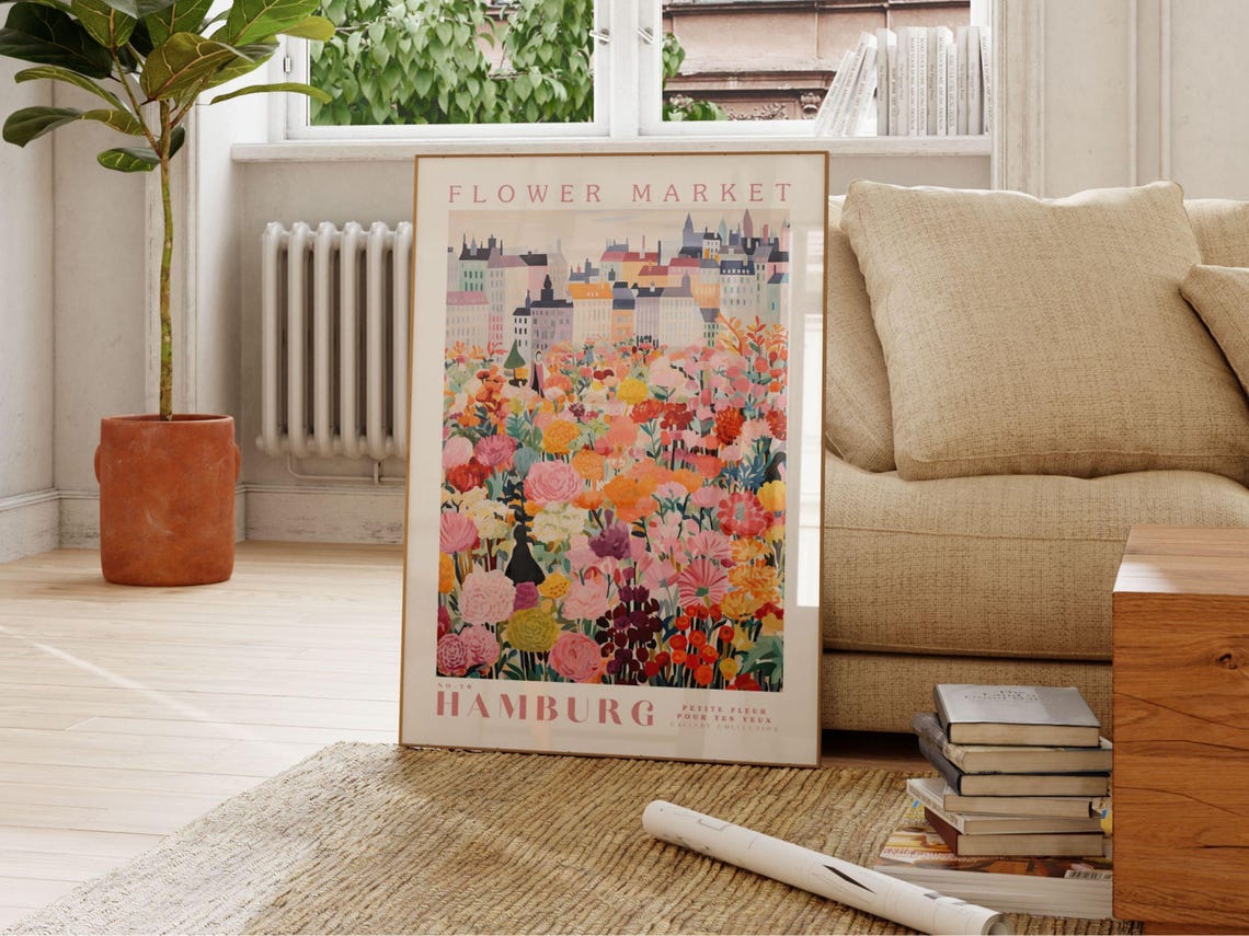 Flower Market Hamburg, Germany Travel Art Print - Image 2