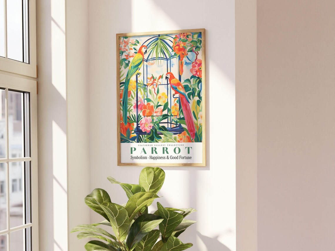 Tropical Parrot Painting, Bird Wall Decor - Image 2