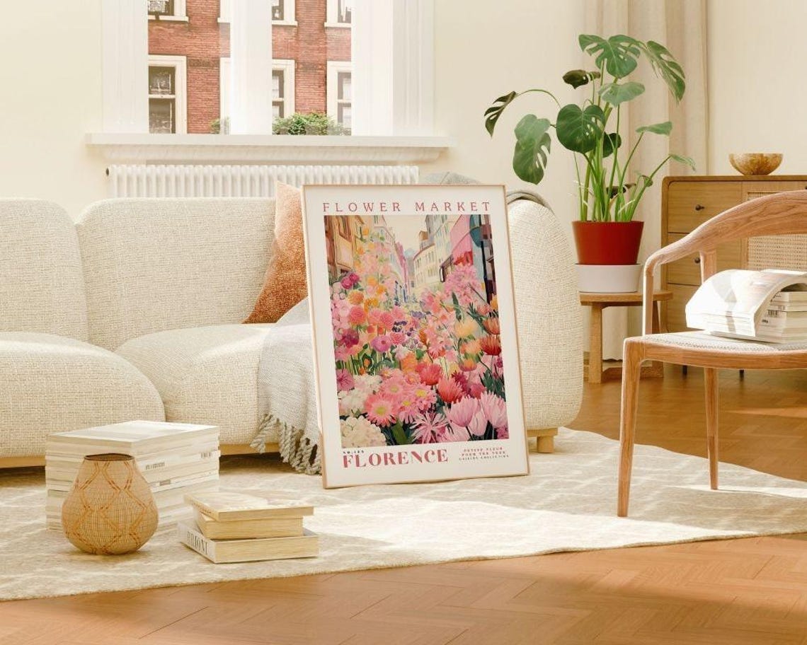 Flower Market Florence, Botanical Travel Art Print - Image 2