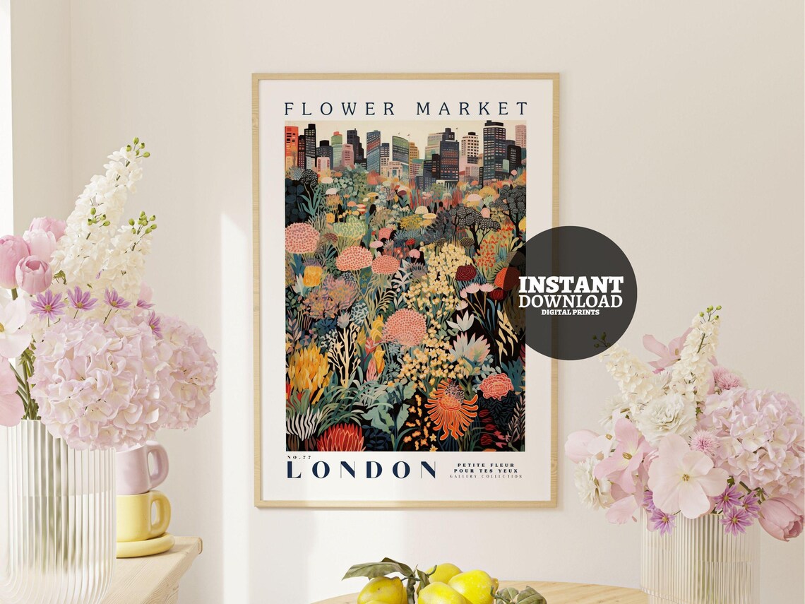 Flower Market London Botanical Art Print - Image 2