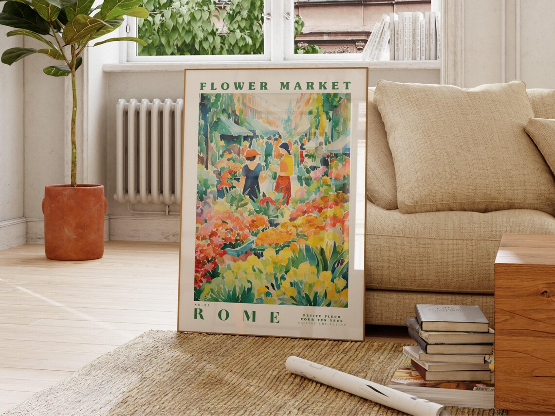 Rome Flower Market, Italy Travel Art Poster - Image 2