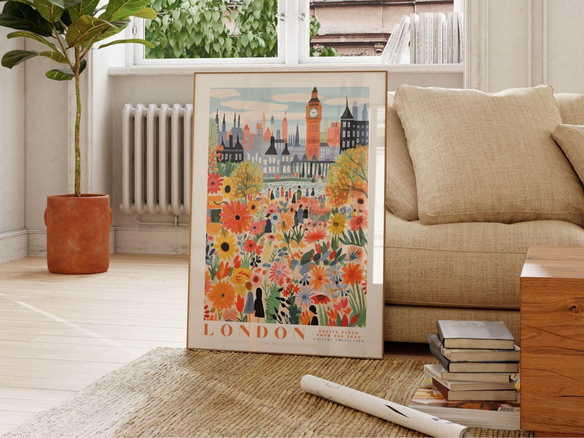 London Flower Market Poster, Watercolor Floral Art - Image 2