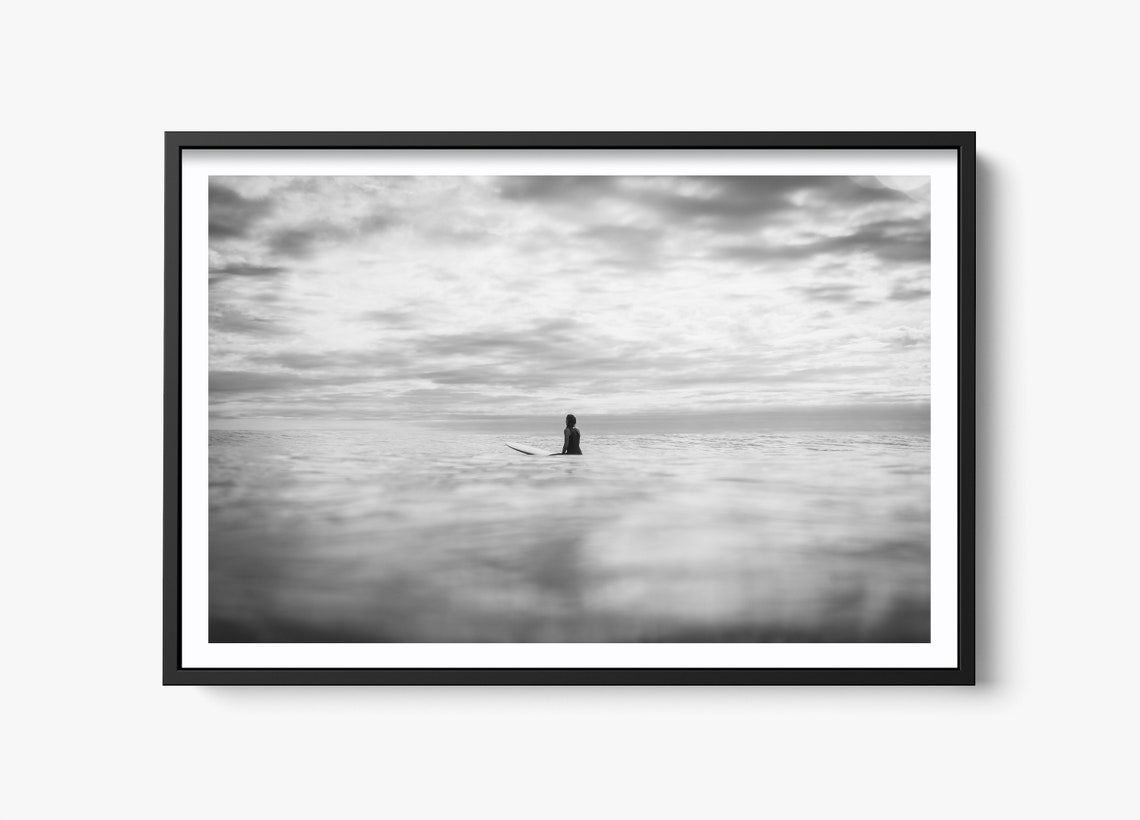 Surfer Girl, Black And White Minimalist Photograph