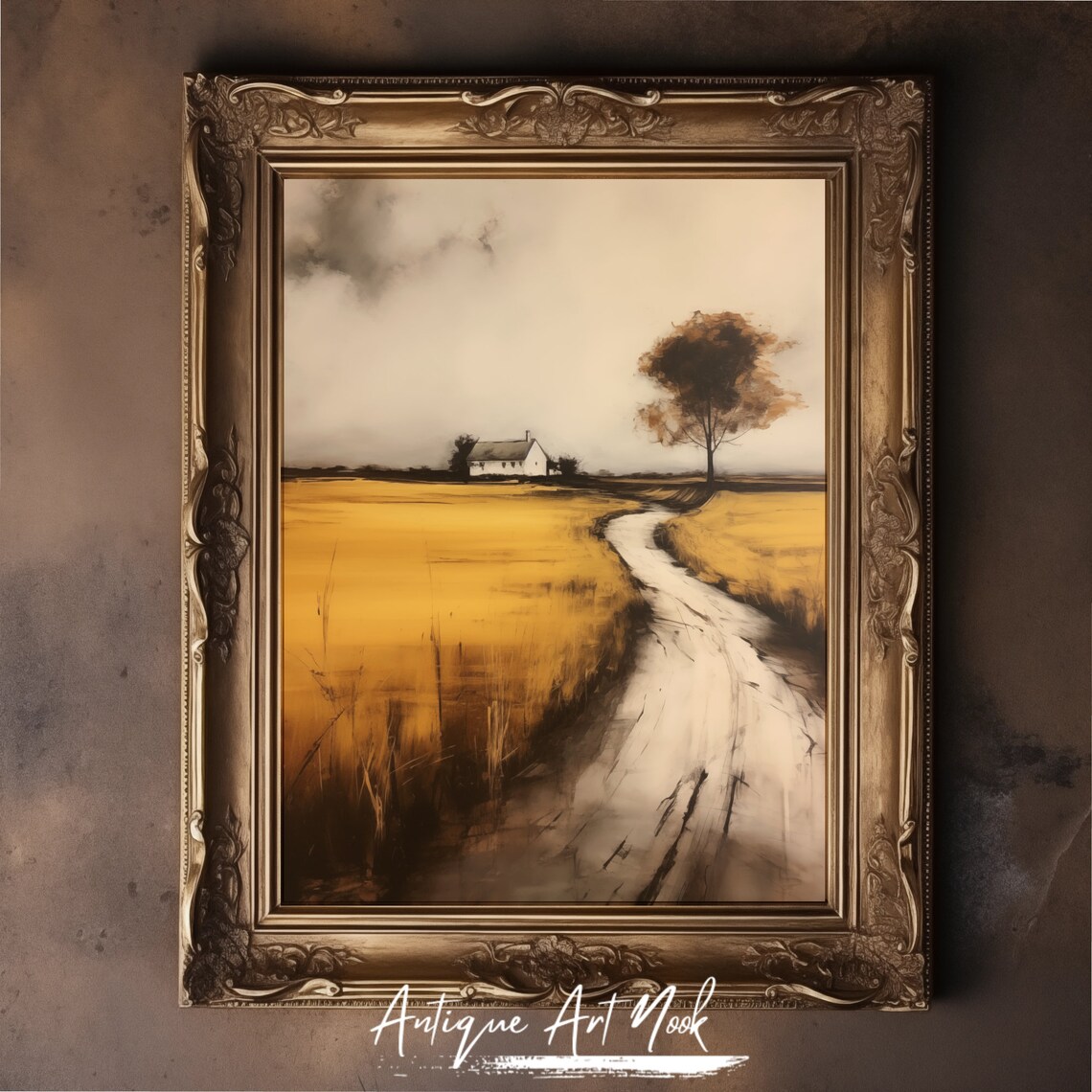 Winding Country Road Vintage Landscape Art Print - Image 3