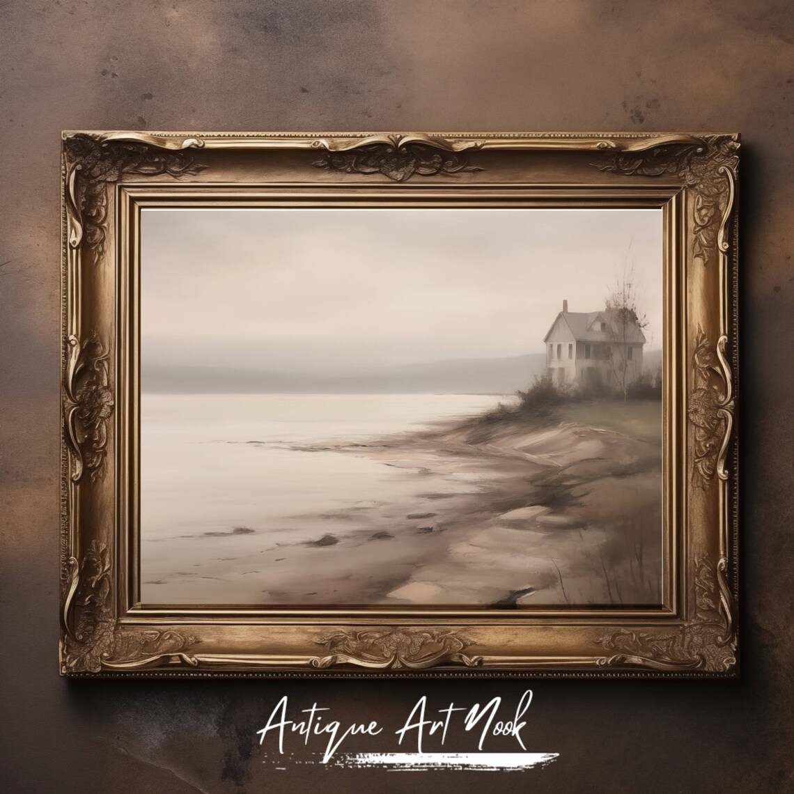Coastal Cottage Vintage Seascape Wall Art Print - Image 3