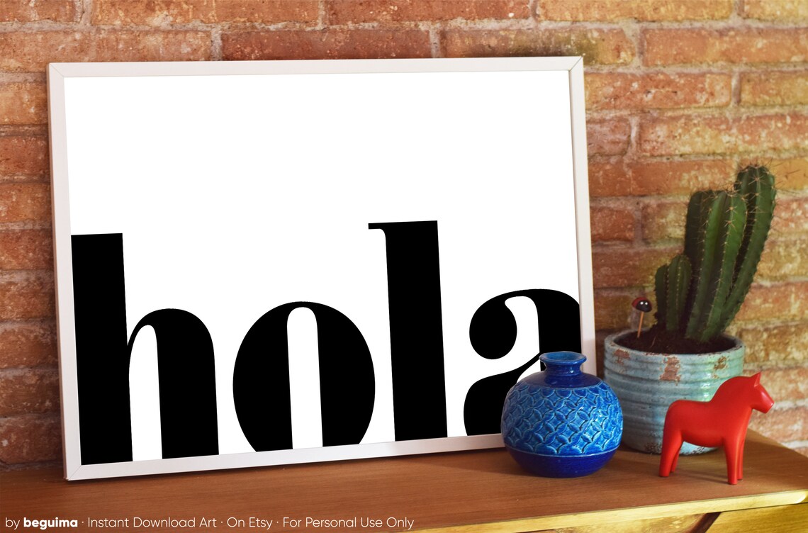 Hola Hello Sign, Welcome Office Art Print - Image 3
