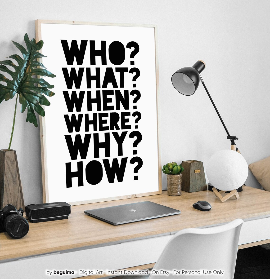 Five Ws Questions Educational Classroom Art Print - Image 3