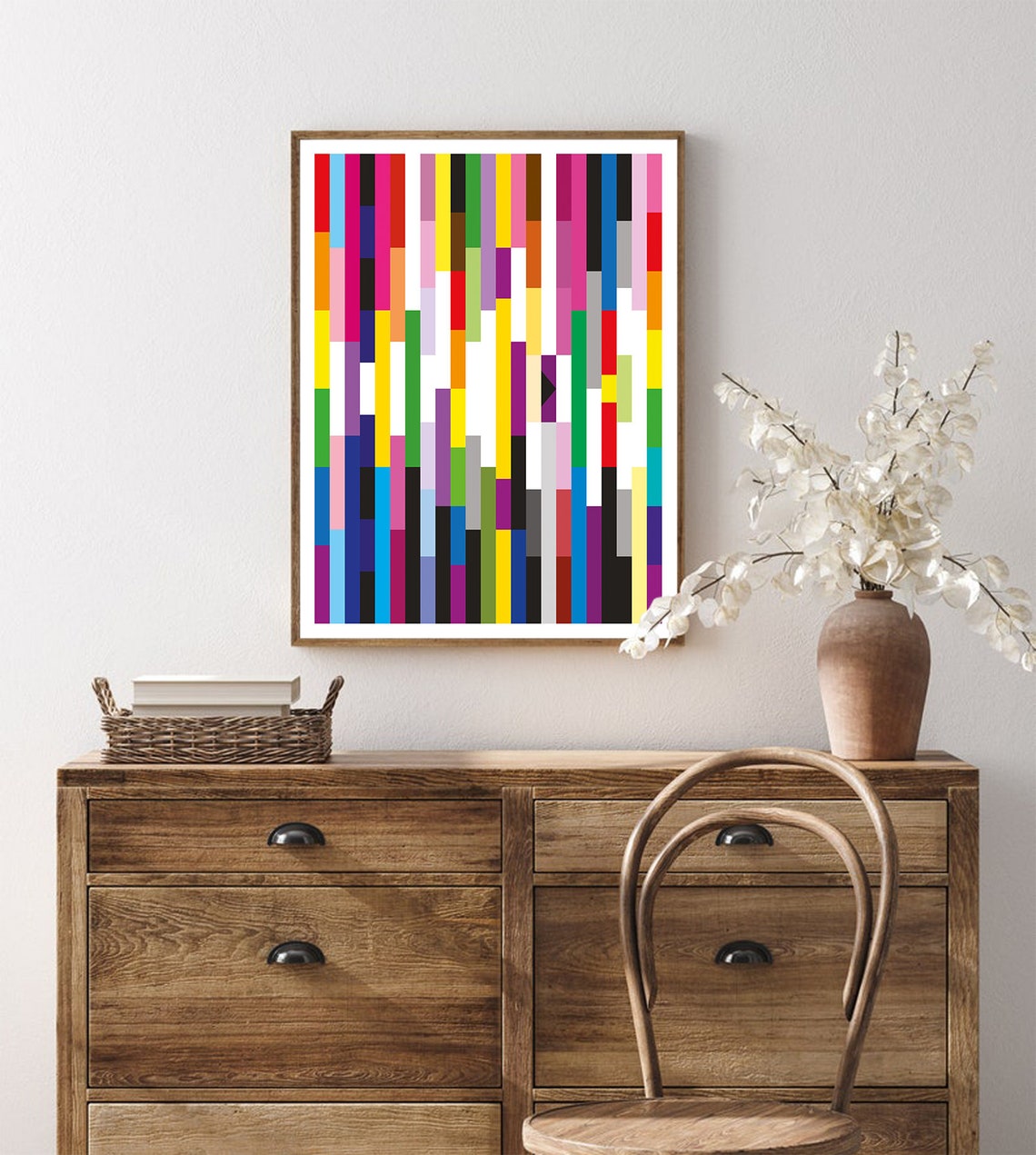 Bold Vertical Color Bars Geometric Rainbow Modern Abstract Poster - Image 4