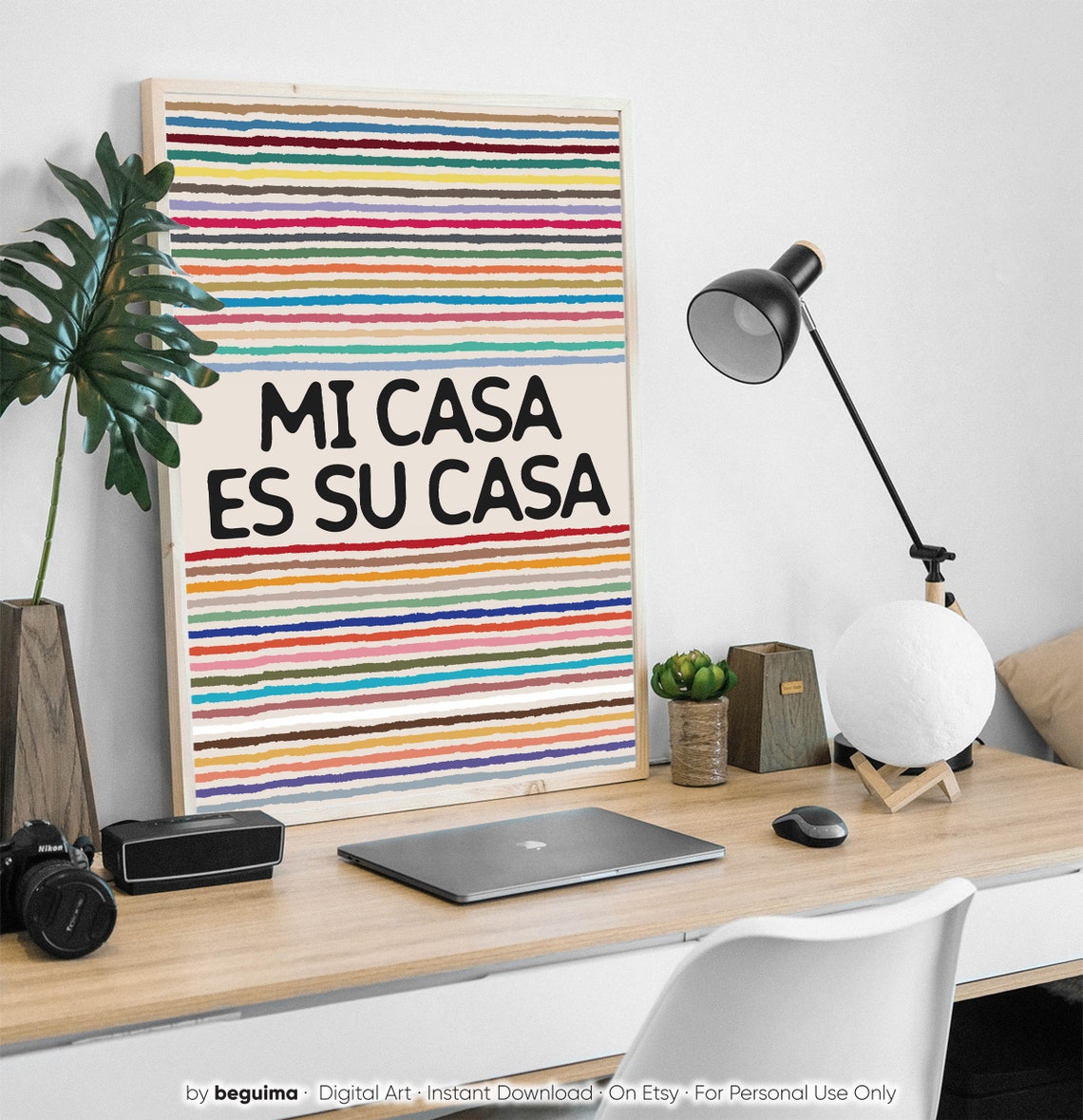 Mi Casa Es Su Casa Spanish Welcome Colorful Stripe Home Poster - Image 3
