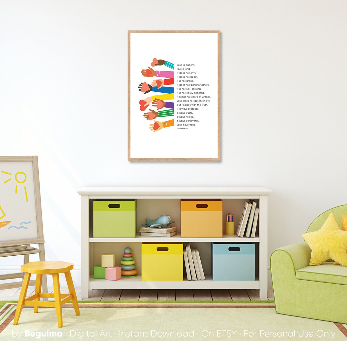 Bible Verse Prints for Kids, 1 Corinthians 13:4-8 - Image 4
