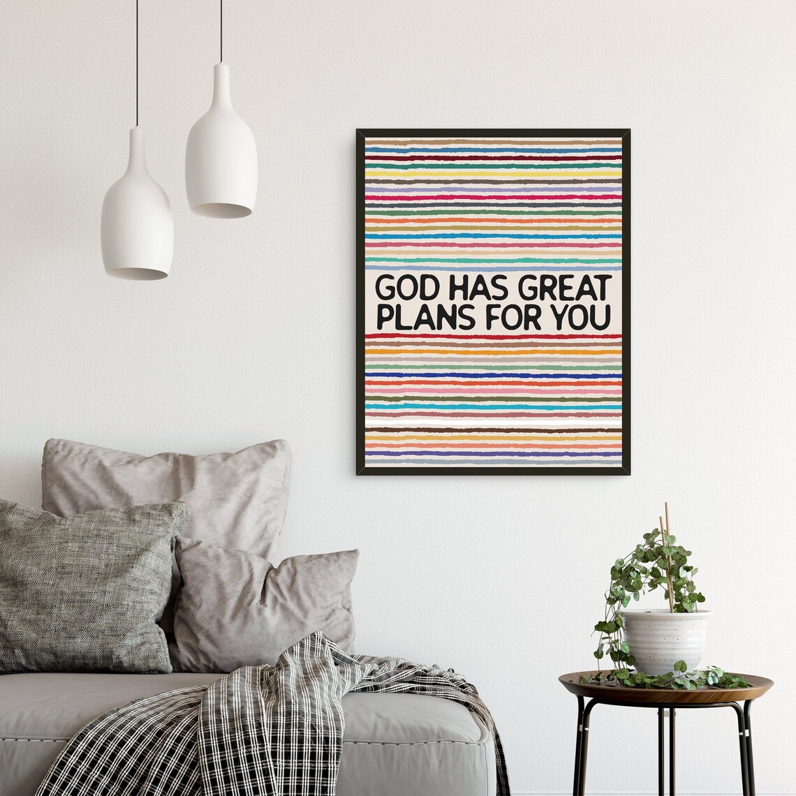God Has Great Plans For You Colorful Striped Faith Quote Poster - Image 2
