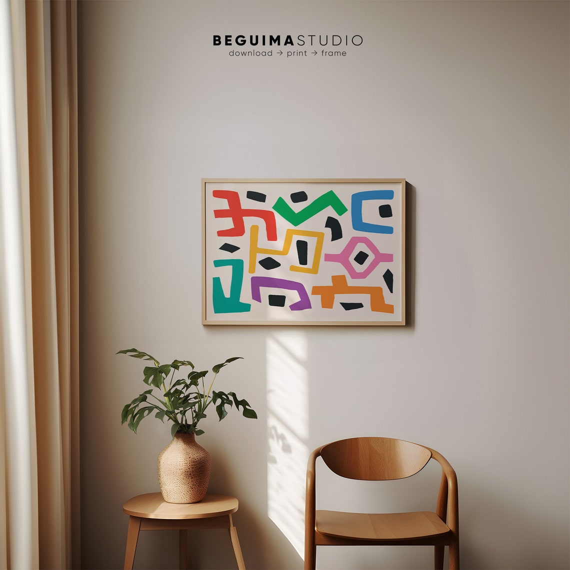 Colorful Tribal Geometric Abstract Modern Bright Statement Poster - Image 2