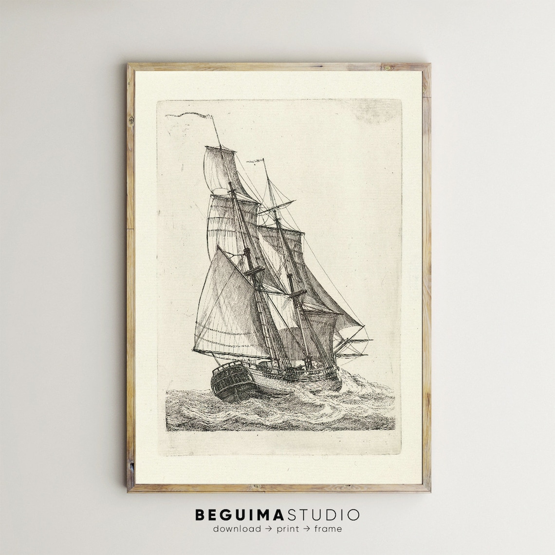 Vintage Sail Ship Prints, Galleon Sea Poster