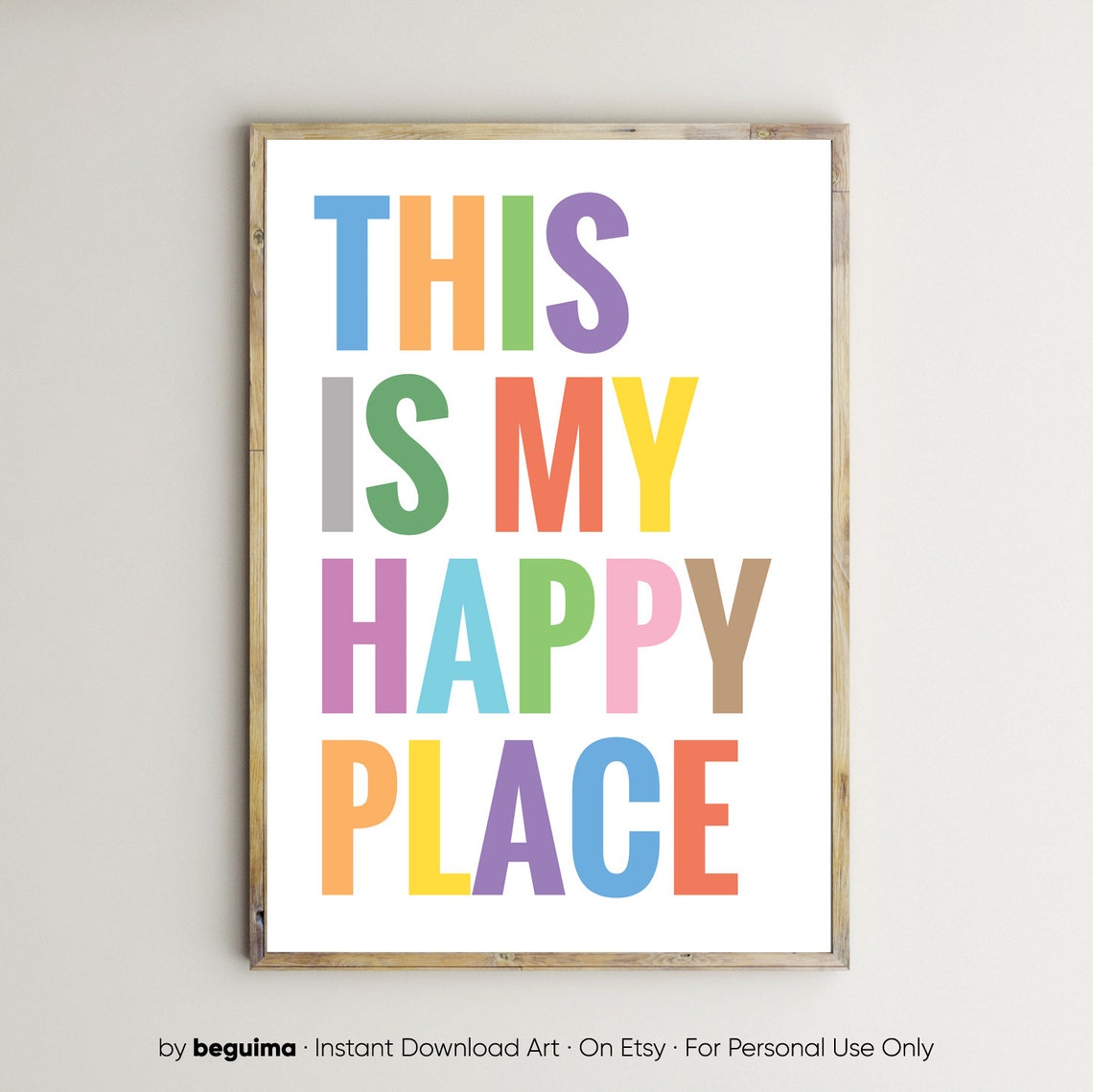 This Is My Happy Place Bright Rainbow Typography Home Decor Poster